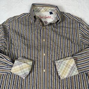 Vintage Robert‎ Graham Men's Medium Long Sleeve Flip Cuff Multicolor Striped